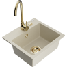 Mexen Milo Granitspüle 1-beckig mit Küchenarmatur Telma, beige - 6505-69-670200-50
