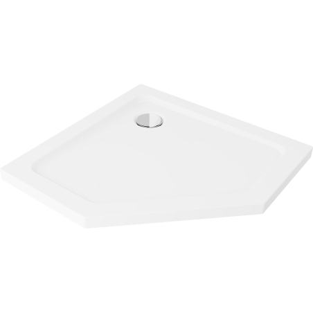 Mexen Flat fünfeckige Slim-Duschwanne 100 x 100 cm, weiß, Siphon Chrom - 41P101010
