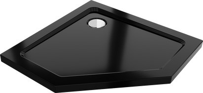 Mexen Flat fünfeckige Slim-Duschwanne 90 x 90 cm, schwarz, Abfluss Chrom - 41P709090