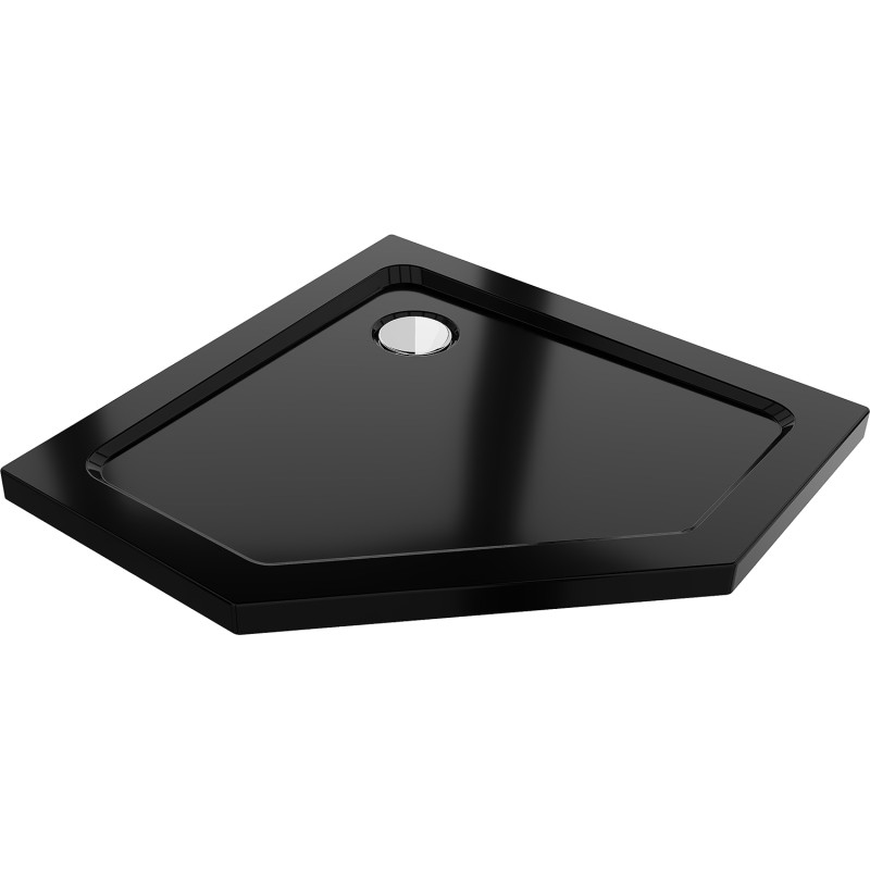 Mexen Flat Fünfeck-Duschwanne Slim 100 x 100 cm, schwarz, Ablauf chrom - 41P701010