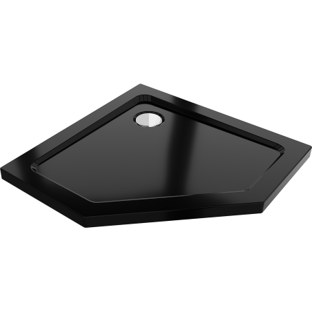 Mexen Flat Fünfeck-Duschwanne Slim 100 x 100 cm, schwarz, Ablauf chrom - 41P701010