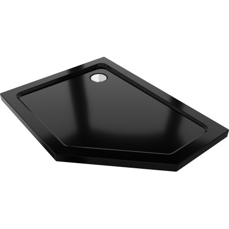 Mexen Flat Pentagonale Duschwanne Slim Links 100 x 80 cm, schwarz, Siphon Chrom - 41P708010L