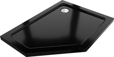 Mexen Flat Pentagonale Slim-Dusche rechts 100 x 80 cm, schwarz, Siphon Chrom - 41P708010R