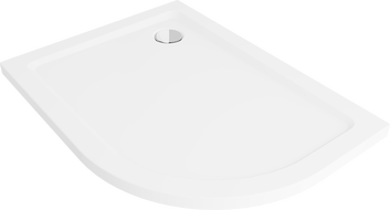 Mexen Flat Slim-Duschwanne Halbkreis links 100 x 90 cm, weiß, Chrom-Siphon - 41109010L