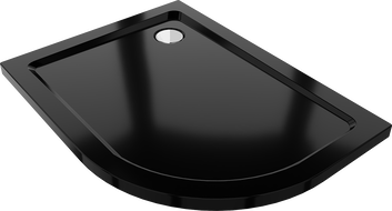 Mexen Flat Halbrunde Duschwanne Slim links 120 x 80 cm, schwarz, Chrom-Siphon - 41708012L