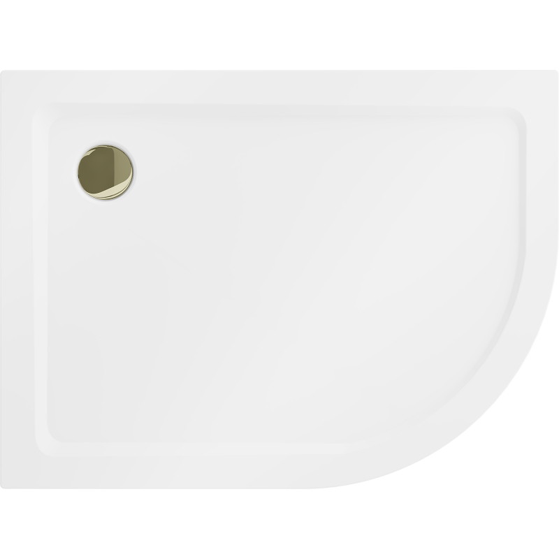 Mexen Flat Halbrunde Duschwanne Slim Links 120 x 90 cm, Weiß, Siphon Gold - 41109012L-G