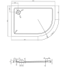 Mexen Flat Halbrunde Duschwanne Slim Links 120 x 90 cm, Weiß, Siphon Gold - 41109012L-G