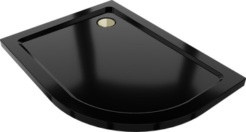 Mexen Flat Halbrunde Slim-Dusche links 100 x 80 cm, schwarz, goldener Siphon - 41708010L-G