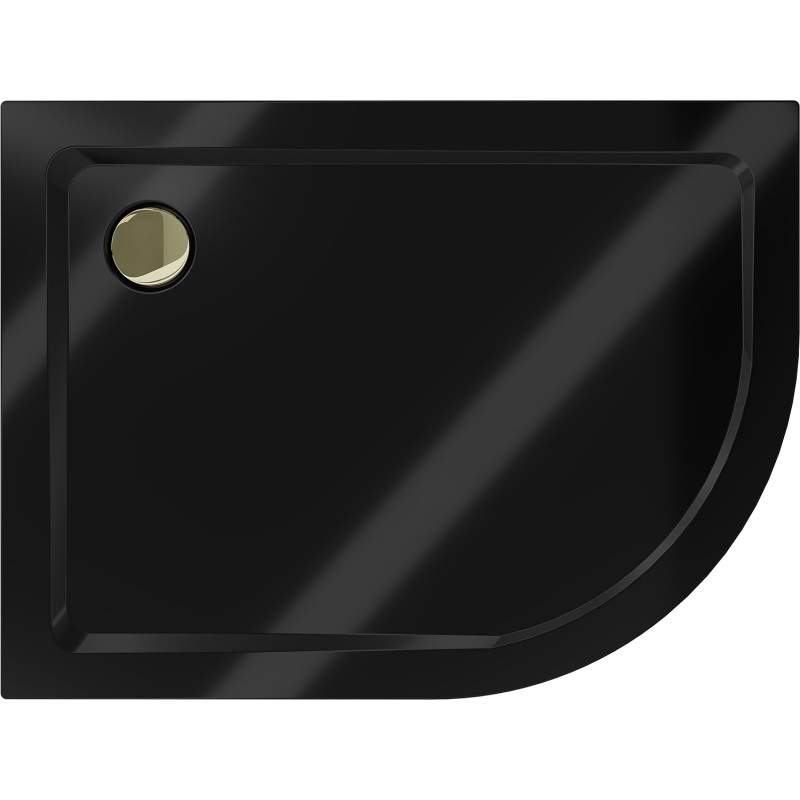 Mexen Flat Halbrunde Duschwanne Slim Links 120 x 80 cm, Schwarz, Siphon Gold - 41708012L-G