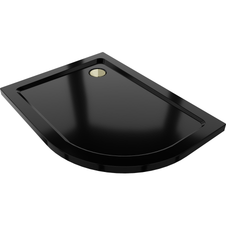 Mexen Flat Halbrunde Duschwanne Slim Links 120 x 80 cm, Schwarz, Siphon Gold - 41708012L-G
