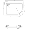 Mexen Flat Halbrunde Duschwanne Slim Links 120 x 80 cm, Schwarz, Siphon Gold - 41708012L-G