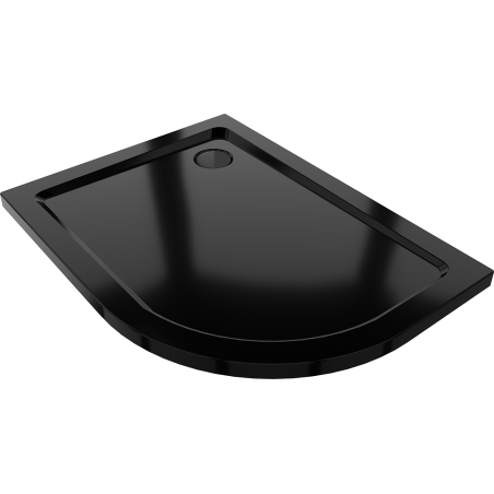 Mexen Flat Halbrunde Duschwanne Slim Links 100 x 80 cm, schwarz, schwarzer Siphon - 41708010L-B