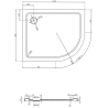 Mexen Flat Halbrunde Duschwanne Slim Links 100 x 80 cm, schwarz, schwarzer Siphon - 41708010L-B