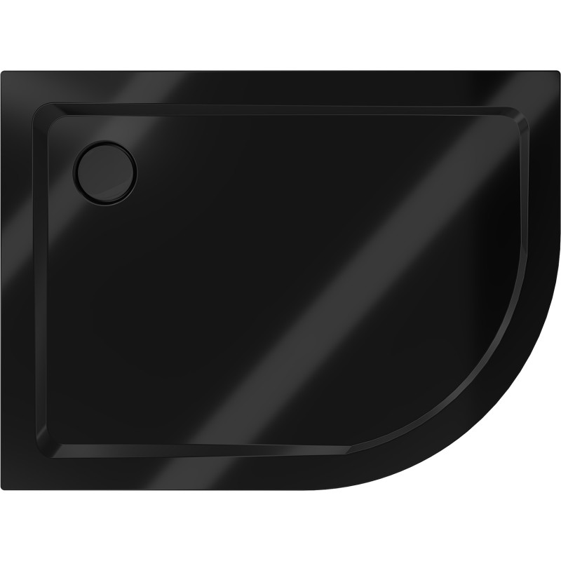Mexen Flat halbkreisförmige Duschwanne Slim links 120 x 90 cm, schwarz, schwarzer Siphon - 41709012L-B