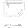 Mexen Flat halbkreisförmige Duschwanne Slim links 120 x 90 cm, schwarz, schwarzer Siphon - 41709012L-B