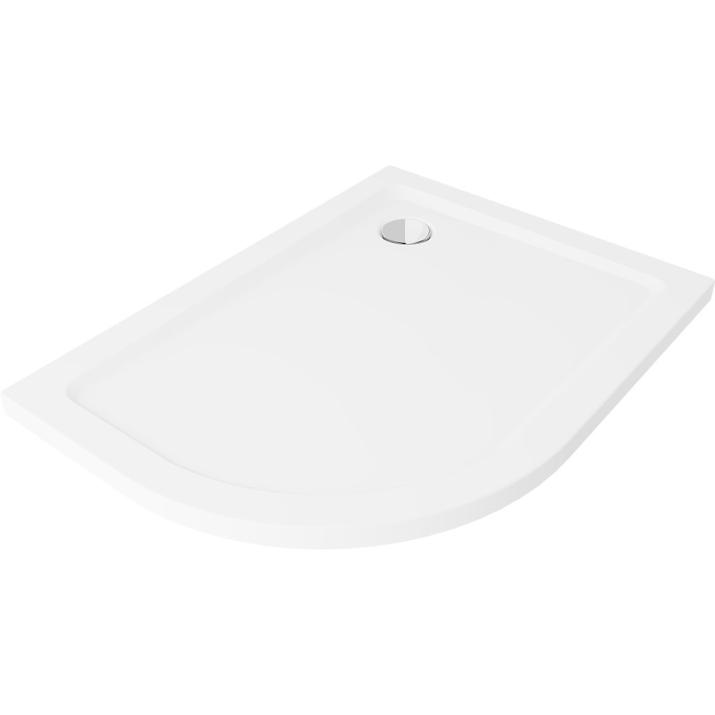 Mexen Flat Halbkreis-Duschwanne Slim 70 x 70 cm, weiß, Chrom-Siphon - 41107070