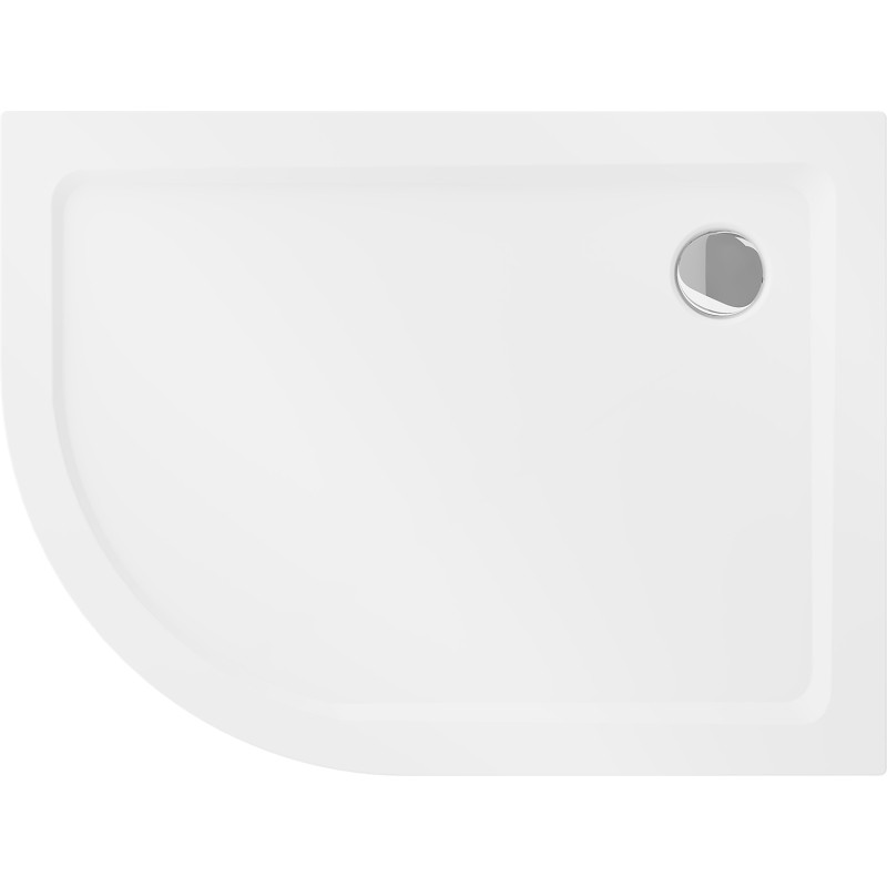 Mexen Flat Halbkreis-Duschwanne Slim 70 x 70 cm, weiß, Chrom-Siphon - 41107070
