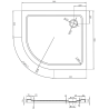 Mexen Flat Halbkreis-Duschwanne Slim rechts 90 x 80 cm, schwarz, Chrom-Siphon - 41708090P