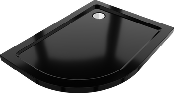 Mexen Flat Halbrunde Duschwanne Slim Rechts 100 x 90 cm, Schwarz, Siphon Chrom - 41709010P
