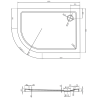 Mexen Flat Halbrunde Slim-Duschwanne rechts 120 x 90 cm, schwarz, Siphon chrom - 41709012P