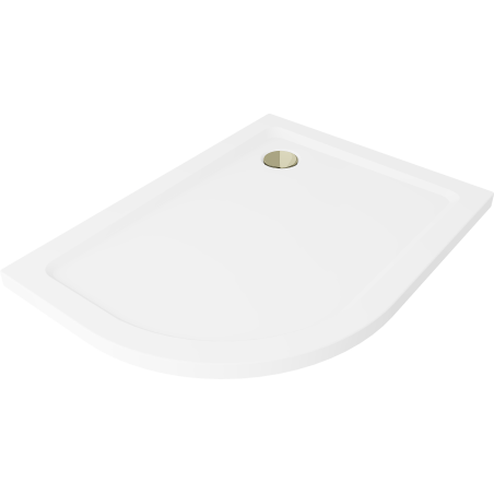 Mexen Flat halbkreisförmige Slim-Duschwanne rechts 120 x 90 cm, weiß, Siphon gold - 41109012P-G