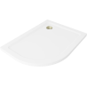 Mexen Flat halbkreisförmige Slim-Duschwanne rechts 120 x 90 cm, weiß, Siphon gold - 41109012P-G