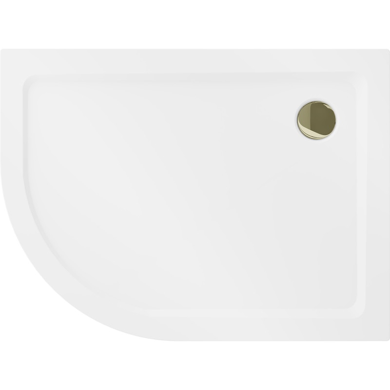 Mexen Flat halbkreisförmige Slim-Duschwanne rechts 120 x 90 cm, weiß, Siphon gold - 41109012P-G