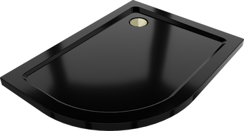 Mexen Flat halbrunde Duschwanne slim rechts 120 x 80 cm, schwarz, Siphon gold - 41708012P-G