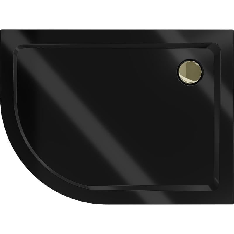 Mexen Flat Halbrunde Duschwanne Slim rechts 120 x 90 cm, schwarz, Siphon gold - 41709012P-G