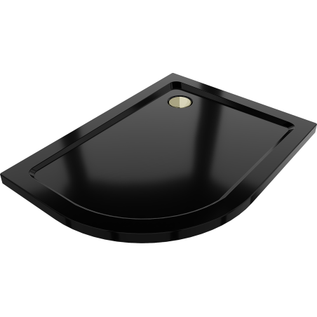 Mexen Flat Halbrunde Duschwanne Slim rechts 120 x 90 cm, schwarz, Siphon gold - 41709012P-G
