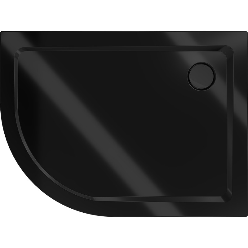 Mexen Flat Halbrunde Duschwanne Slim Rechts 120 x 90 cm, Schwarz, Syphon Schwarz - 41709012P-B