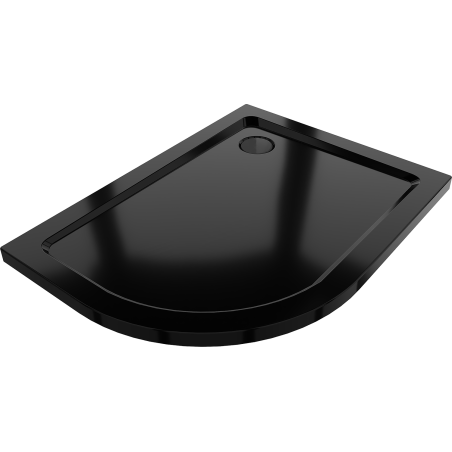 Mexen Flat Halbrunde Duschwanne Slim Rechts 120 x 90 cm, Schwarz, Syphon Schwarz - 41709012P-B