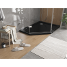 Mexen Flat Pentagonale Slim-Dusche rechts 100 x 80 cm, schwarz, Siphon Chrom - 41P708010R