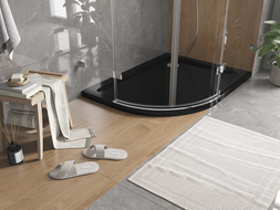 Mexen Flat Halbrunde Duschwanne Slim Rechts 120 x 90 cm, Schwarz, Siphon Chrom - 41709012P
