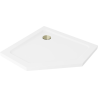 Mexen Flat Pentagonale Slim-Duschwanne 80 x 80 cm, weiß, goldener Siphon - 41P108080-G