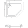 Mexen Flat fünfeckige Slim-Duschwanne links 90 x 80 cm, weiß, Siphon gold - 41P108090L-G