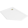 Mexen Flat fünfeckige Slim-Duschwanne links 90 x 80 cm, weiß, Siphon gold - 41P108090L-G