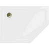 Mexen Flat fünfeckige Slim-Duschwanne links 90 x 80 cm, weiß, Siphon gold - 41P108090L-G