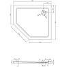 Mexen Flat Fünfeckige Duschwanne Slim Rechts 90 x 80 cm, Weiß, Siphon Gold - 41P108090R-G