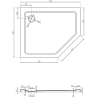 Mexen Flat fünfeckige Duschwanne slim links 100 x 80 cm, weiß, Siphon gold - 41P108010L-G