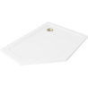 Mexen Flat Fünfeckige Duschwanne Slim rechts 100 x 80 cm, weiß, Siphon gold - 41P108010R-G