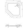 Mexen Flat fünfeckige Slim-Duschwanne 90 x 90 cm, weiß, goldener Siphon - 41P109090-G