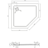 Mexen Flat Fünfeck-Duschwanne Slim links 100 x 90 cm, weiß, goldener Siphon - 41P109010L-G