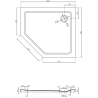 Mexen Flat Pentagonale Slim-Duschwanne rechts 100 x 90 cm, weiß, goldener Siphon - 41P109010R-G