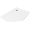 Mexen Flat Pentagonale Slim-Duschwanne rechts 100 x 90 cm, weiß, goldener Siphon - 41P109010R-G