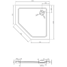 Mexen Flat Fünfeck-Duschwanne Slim 100 x 100 cm, weiß, goldener Siphon - 41P101010-G