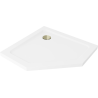Mexen Flat Fünfeck-Duschwanne Slim 100 x 100 cm, weiß, goldener Siphon - 41P101010-G