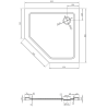 Mexen Flat Fünfeck-Duschwanne Slim 80 x 80 cm, schwarz, goldener Siphon - 41P708080-G
