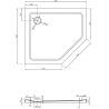 Mexen Flat Fünfeckige Duschwanne Slim Links 90 x 80 cm, schwarz, Siphon golden - 41P708090L-G