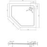 Mexen Flat Fünfeckige Slim-Duschwanne rechts 90 x 80 cm, schwarz, goldener Siphon - 41P708090R-G